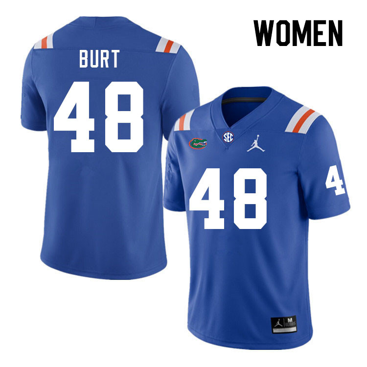Women #48 Gannon Burt Florida Gators College Football Jerseys Stitched Sale-Throwback - Click Image to Close
